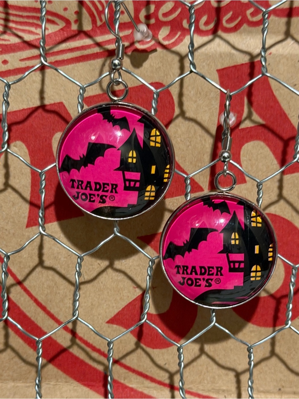 Trader Joe’s earrings 25mm haunted house bats